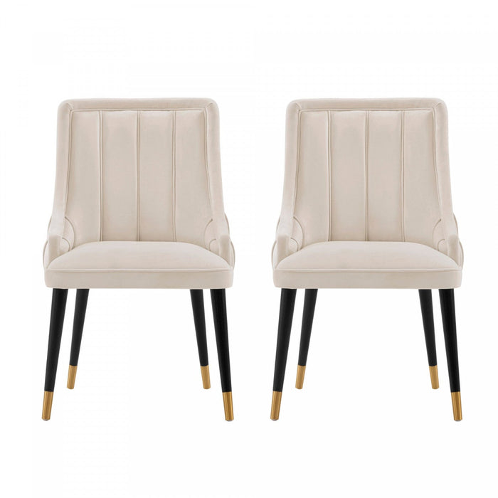 Eda Modern Wood Upholstered Dining Chair in Cream - Set of 2 