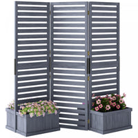 Outsunny Outdoor Privacy Screen With 4 Raised Beds And Drainage Holes