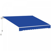 8'x7' Manual Retractable Sun Shade Patio Awning Canopy Shelter, Blue