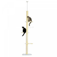 Pawhut Floor To Ceiling Cat Tree, 4-tier Cat Tower For Large Cats With Adjustable Height 87