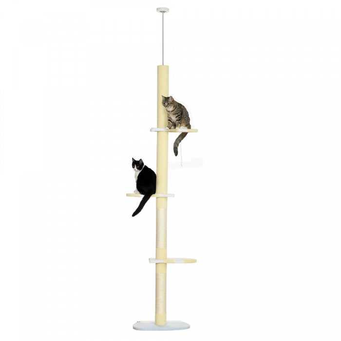 Pawhut Floor To Ceiling Cat Tree, 4-tier Cat Tower For Large Cats With Adjustable Height 87\"-102\", S