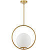 Dainolite Adrienna 15.75\" 1 Light Pendant Aged Brass Finish White Opal Glass Lamp