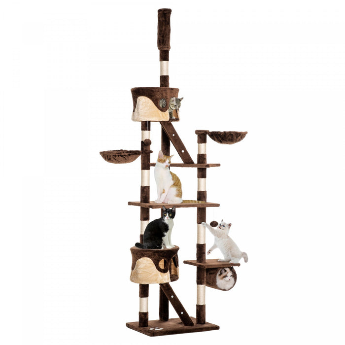 Pawhut 94\"-102\" Huge Cat Tree Ceiling High Cat Condo Scratching Post Activity Center Multi-level Pla