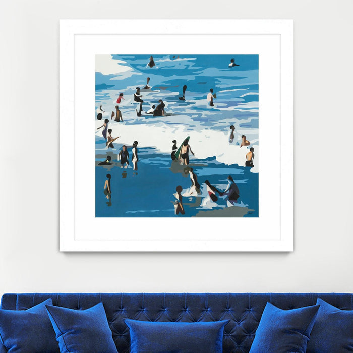 \"Surf's Up\" Matted and Framed White 36x36 Wall Art