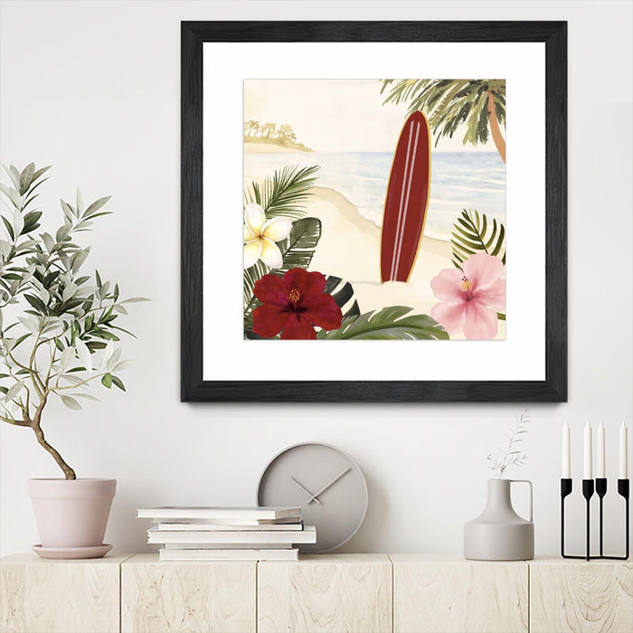 \"Aloha Ii\" Matted and Framed Black 30x30 Wall Art