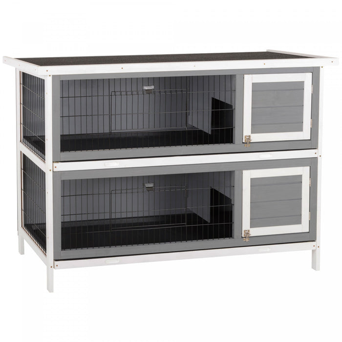 Pawhut 54\"l 2-story Large Rabbit Hutch Bunny Cage Wooden Pet House Small Animal Habitat With Lockabl