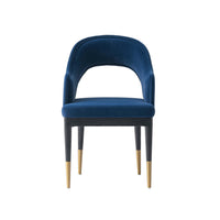 Carrington Modern Glam Upholstered Velvet Armchair in Midnight Blue 