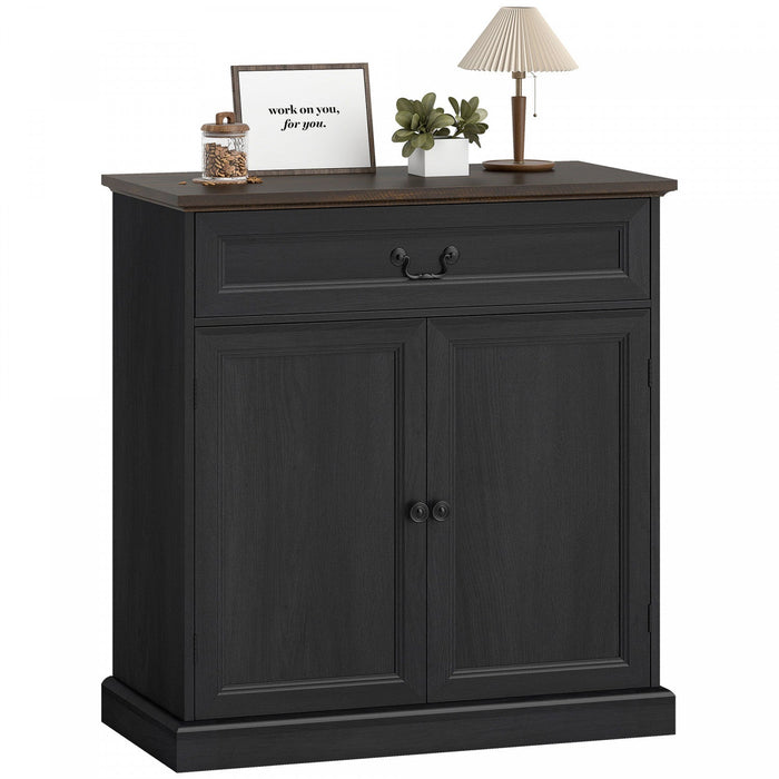 HOMCOM Buffet Cabinet 32" Farmhouse Sideboard with Thick Top Drawer Black
