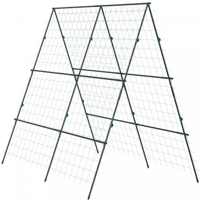 Outsunny Metal Tomato Cage With Net For Climbing Plants Vegetables, Green