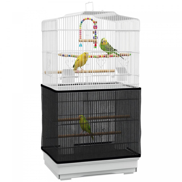 Pawhut 36" Bird Cage For Finches, Canaries Budgies, Parrot Cage With Accessories, Handle, Mesh Cover, Tray, White