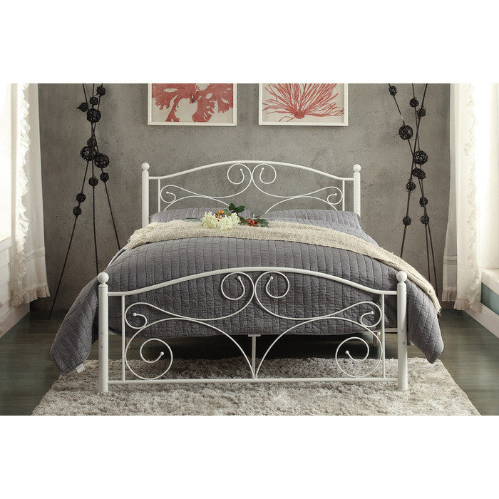 Avaly Full Bed, White Metal 