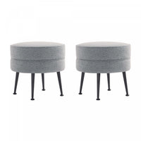 Bailey Mid-Century Modern Upholstered Accent Ottoman in Gray - Set of 2