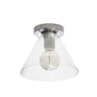 Dainolite Roswell 1 Light Flush Mount Large Satin Chrome Clear Glass Lamp