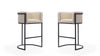 Cosmopolitan Mid-Century Modern Metal Upholstered Barstool in Cream - Set of 2 Bar Stool 