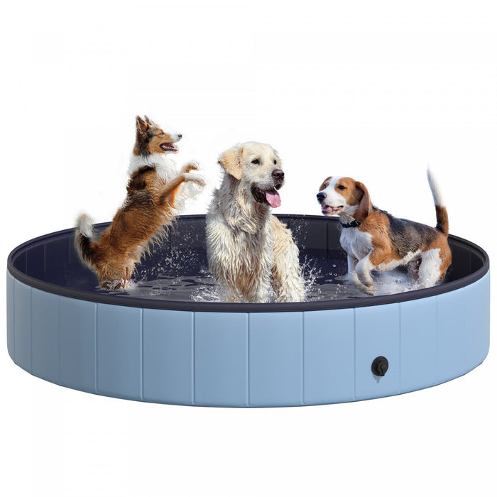 Pawhut Φ63\" Folding Dog Pool For Large Dogs, Portable Pet Kiddie Swimming Pool, Outdoor/indoor Puppy