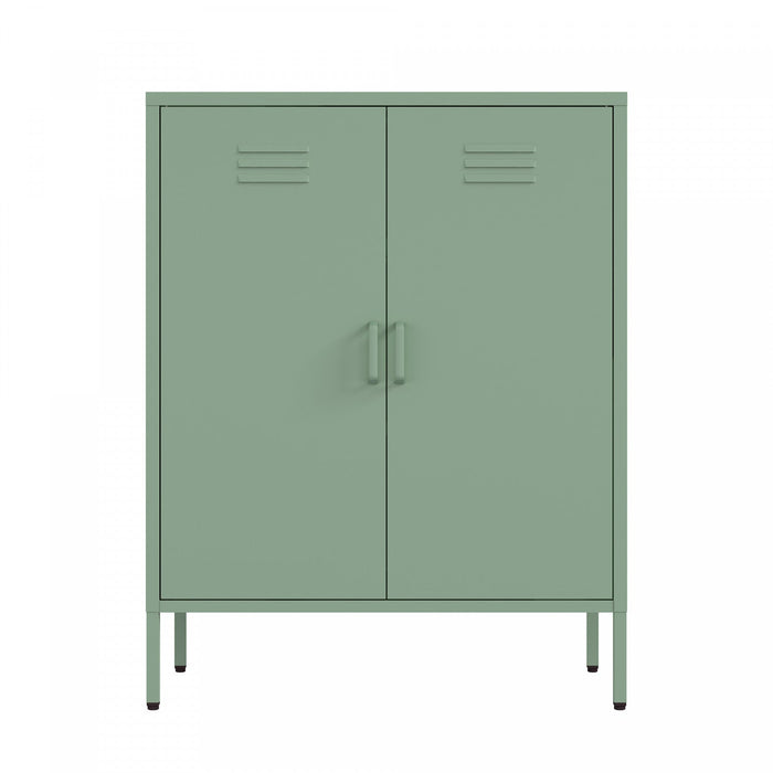 Naomi Modern 32\" Metal Accent Cabinet in Sage Green Armoire 