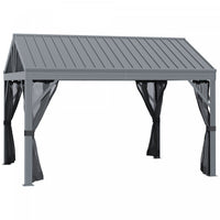 Outsunny 10' X 12' Hardtop Gazebo Canopy With Galvanized Steel Roof, Aluminum Frame, Permanent Pavil