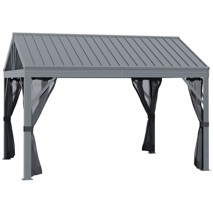 Outsunny 10' X 12' Hardtop Gazebo Canopy With Galvanized Steel Roof, Aluminum Frame, Permanent Pavil