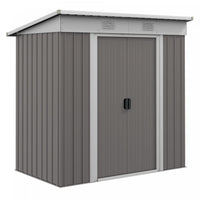 Outsunny 6' X 4' Metal Outdoor Storage Shed W/ Sliding Doors Light Grey