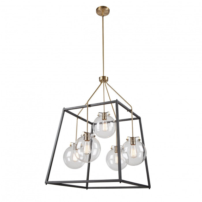Bridgetown 5-Light Black and Harvest Brass Chandelier 