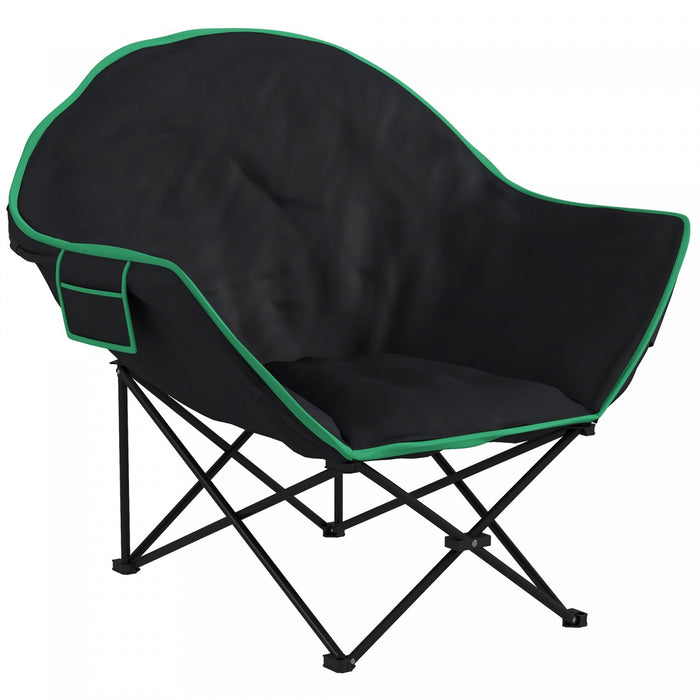 Outsunny Foldable Camping Chair Padded Moon Saucer Chair with Carry Bag, Storage Pocket & Removable Footrest for Outdoor, Beach, Picnic, Hiking, Fishing, Travel