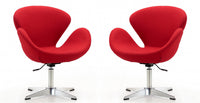 Raspberry Modern Upholstered Swivel Lounge Chair in Red - Set of 2 Accent Chair 