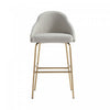 Gracie Modern Metal Upholstered Barstool in Stone Gray and Gold Bar Stool 