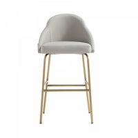 Gracie Modern Metal Upholstered Barstool in Stone Gray and Gold Bar Stool 