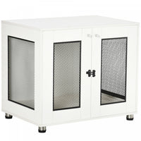 Pawhut Pet Crate End Table With Water-resistant Cushion, Double-door Dog Crate Furniture For Medium