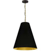 Dainolite Anaya 1 Light Pendant Medium Aged Brass Black/Gold Shade Lamp