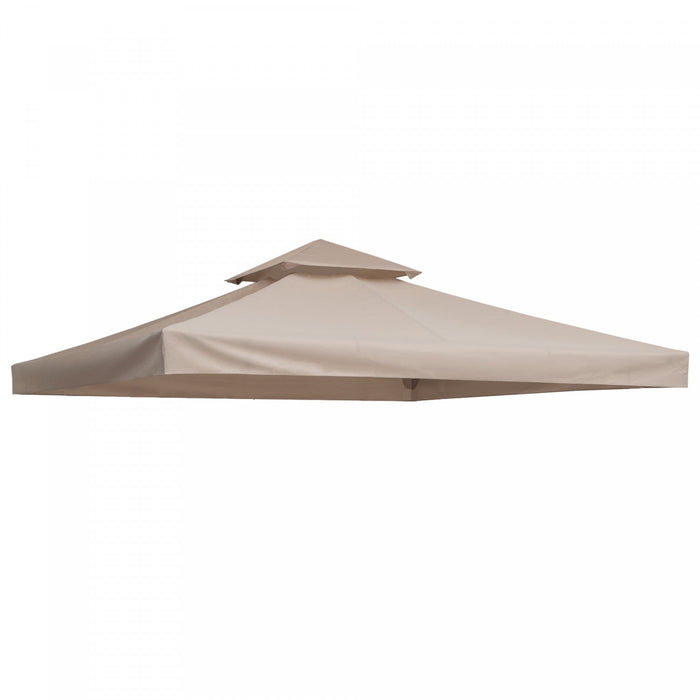 Outsunny 9.8' X 9.8' Square 2-tier Gazebo Canopy Replacement Top Cover Outdoor Garden Sun Shade, Bei
