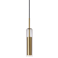 Dainolite Luna LED Pendant 6w Aged Brass Finish Clear Glass Lamp