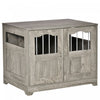 Pawhut 29.5\" Wooden Dog Cage With Windows, End Table Furniture Style, Modern Pet Kennel With Lockabl