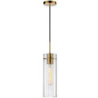 Dainolite Patia 1 Light Pendant Aged Brass Clear Fluted Glass Lamp