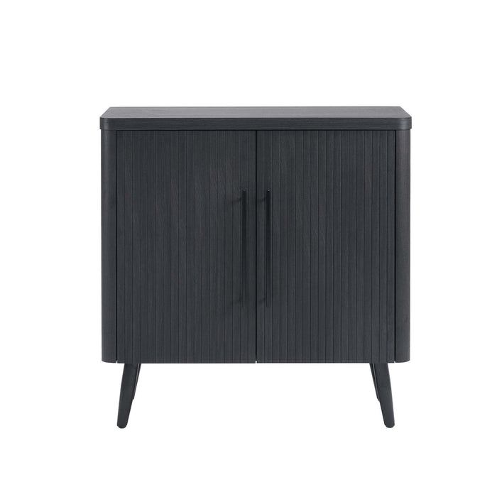 Jodie Mid-Century Modern 31\" Fluted Accent Cabinet in Charcoal Gray 