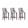 Fifth Avenue Traditional Wood Upholstered Barstool in Light Gray - Set of 3 