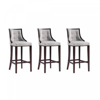 Fifth Avenue Traditional Wood Upholstered Barstool in Light Gray - Set of 3 