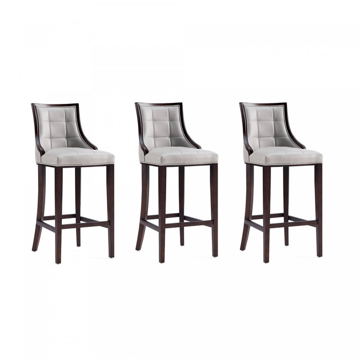 Fifth Avenue Traditional Wood Upholstered Barstool in Light Gray - Set of 3 
