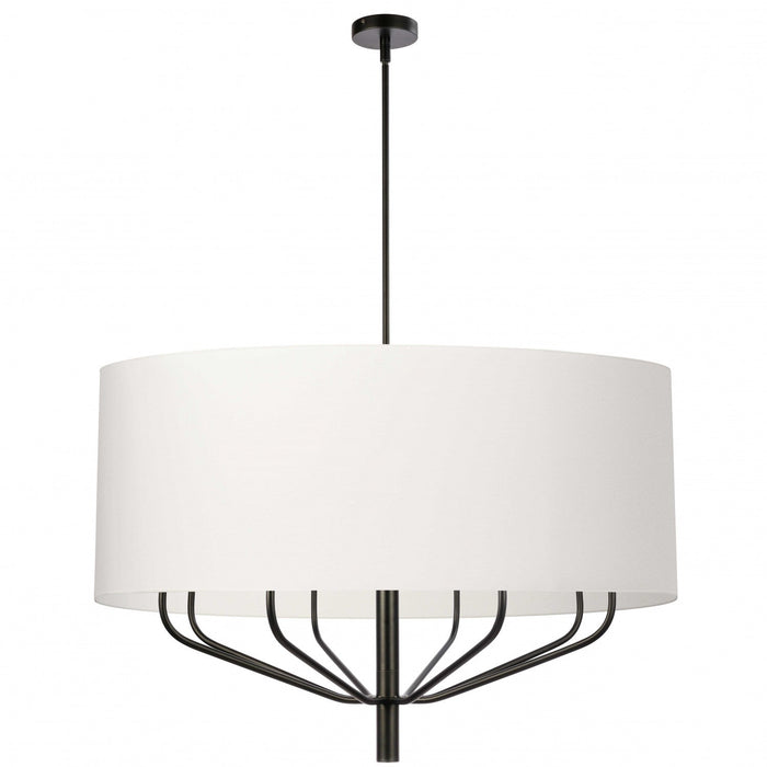 Dainolite Eleanor 8 Light Chandelier Matte Black White Shade Lamp