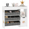 Qaba Toy Storage Organizer, Kids Bookshelf With 9 Non-woven Fabric Boxes, Storage Cabinet & Shelves, Toy Shelf For Kids Room, Nursery, Playroom, White