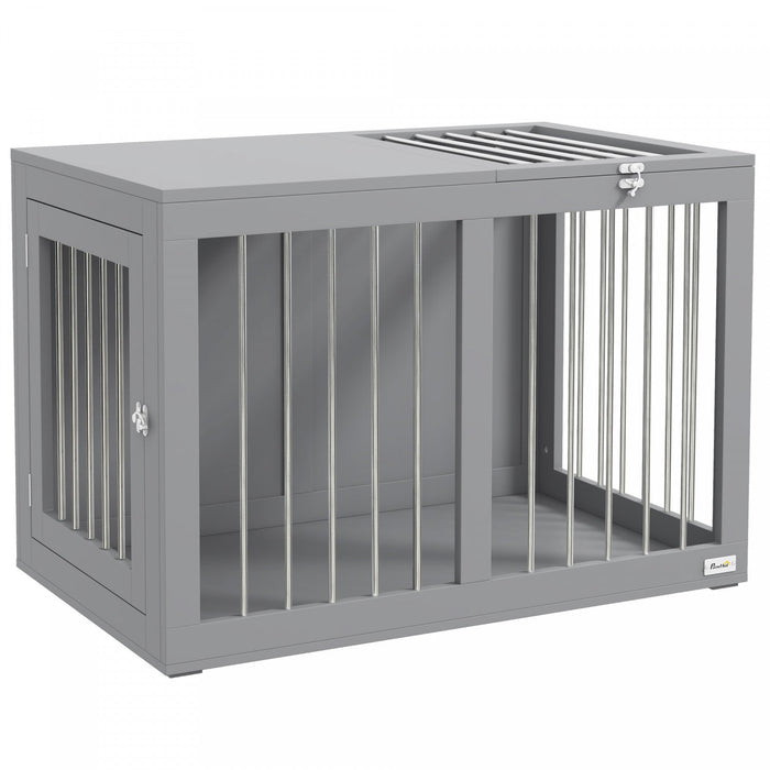 Pawhut Dog Crate Furniture, 31.5\" Dog Kennel Furniture Side End Table With Double Doors, For Medium 