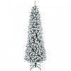 Homcom 7ft Flocked Pencil Artificial Christmas Tree With Steel Base, Green