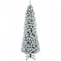 Homcom 7ft Flocked Pencil Artificial Christmas Tree With Steel Base, Green