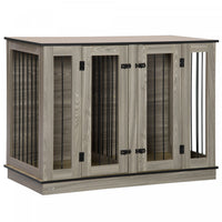 Pawhut Dog Crate Furniture With Divider Panel, Dog Kennel End Table For Large Dogs, Decorative Pet H