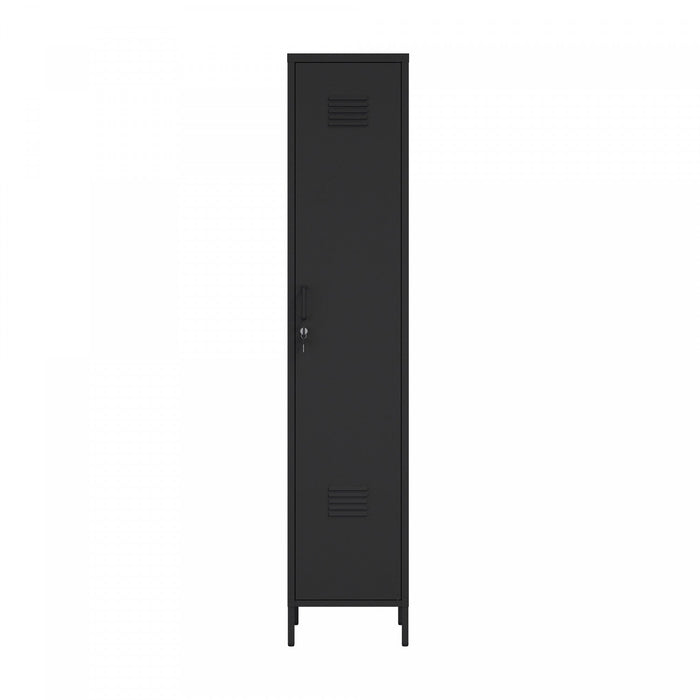 Naomi Modern 15\" Metal Storage Cabinet in Black Armoire 