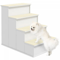 Pawhut Pet Stairs Dog Steps For High Bed, 4 Levels Dog Stairs For Car, Wooden Cat Ladder With Non-sl