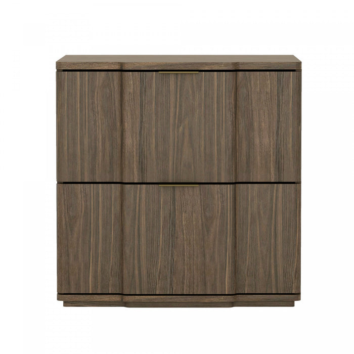 Clive Mid-Century Modern 22\" Nightstand in Walnut and Gold (2-Drawer) 