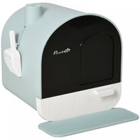 Pawhut Cat Litter Box With Lid, Enclosed Kitty Litter Box With Removable Tray, Scoop, Filter, Green