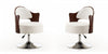 Bopper Modern Vegan Leather Swivel Lounge Chair in White - Set of 2 