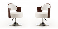 Bopper Modern Vegan Leather Swivel Lounge Chair in White - Set of 2 